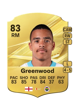 Greenwood - 83 - Rare EA FC 27 card