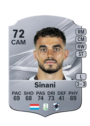 Sinani - 72 - Rare EA FC 27 card