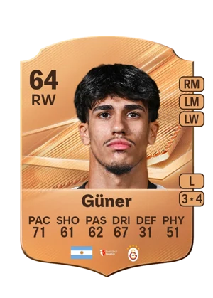 Güner - 64 - Rare EA FC 27 card