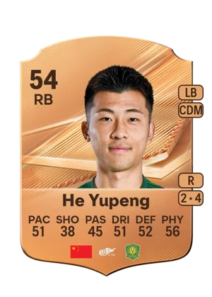 He Yupeng - 54 - Rare EA FC 27 card